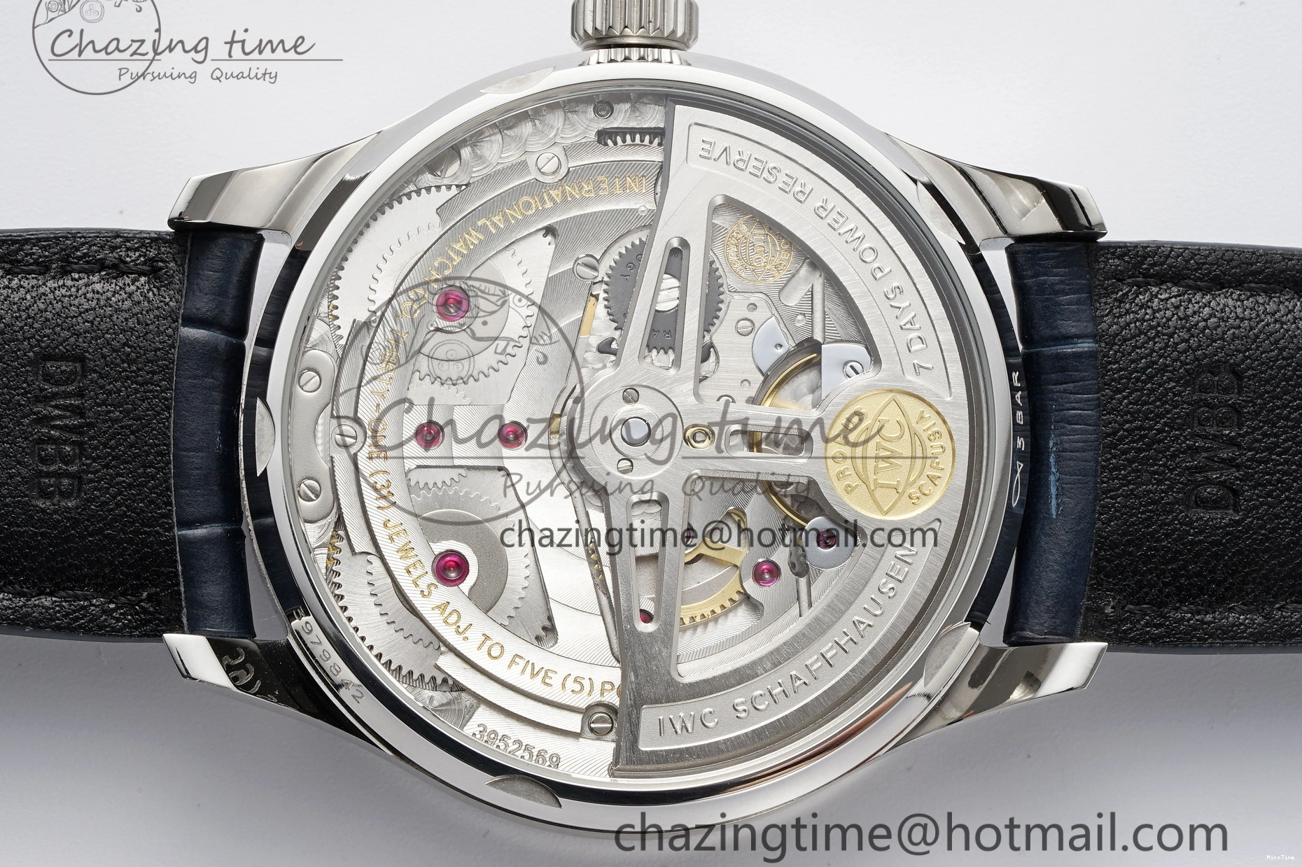 MIROTIME 0316 ZeroBulk Portuguese Real PR IW500715 SS AZF 1:1 Best Edition White Blue Dial on Blue Leather Strap A 7034